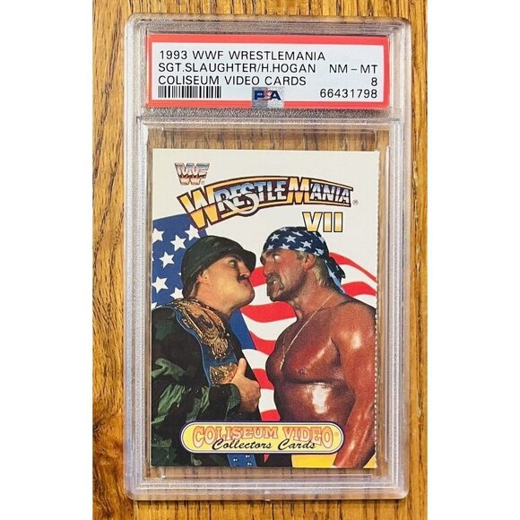 1993 WWF Wrestlemania Hulk Hogan Sgt Slaughter PSA 8 Coliseum Video Card - Picture 1 of 2